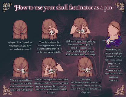 Usage guide for using your hair fascinator with the pins