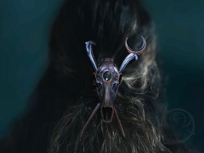 Deer skull hair pin, Copper Purple paint scheme