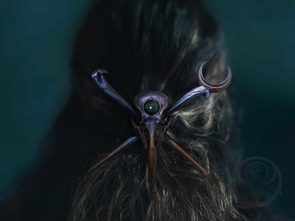 Raven skull hair pin (Small), Copper Purple paint scheme